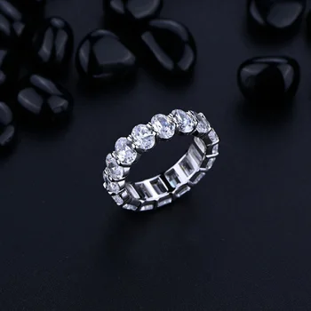 Móda 100% 925 Sterling Silver Ring Vytvorili 4*6 MM Vysokým počtom atómov Uhlíka Diamant Výročie Snubné Prstene Pre Ženy Strany Jemné Šperky