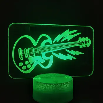2019 najpredávanejšie Gitara 3D LED žiarovka Svetla pre Deti Nočné osvetlenie Deti Darček Akryl Farebné Led stolná Lampa