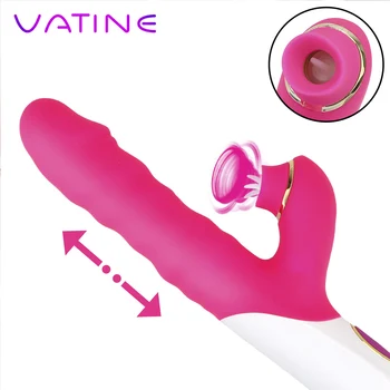 VATINE Teleskopická Dildo Vibrátor G-Spot Rabbit Vibrátor Stimulátor Klitorisu Lízanie Sania Sexuálne Hračky pre Ženy, Sex Shop Hračky