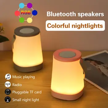 Prenosné Nočné Svetlo Farebné Stolové Lampy Bluetooth Lampy S Rádio Funkcia pre Indoor Outdoor Camping Svetlo