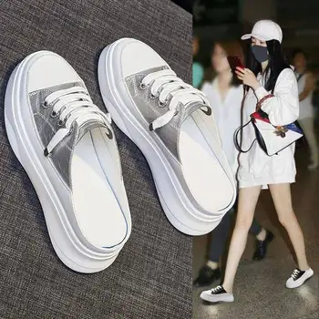 2021 Letné dámske Topánky ploché tenisky ženy ležérne topánky s nízkym hornej čipky platformu žena biele topánky