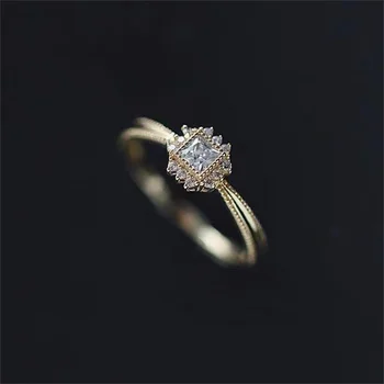 18K Princezná Diamantový Prsteň Žlté Reálne Zlaté Šperky(AU750)Ženy Dizajnér Osobné Módne snubný Prsteň Jemné Šperky customiz