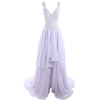 Levanduľa Šifón Večerné Šaty tvaru Skladaný A-line Prom Party Šaty S Nášivka Candy Farby